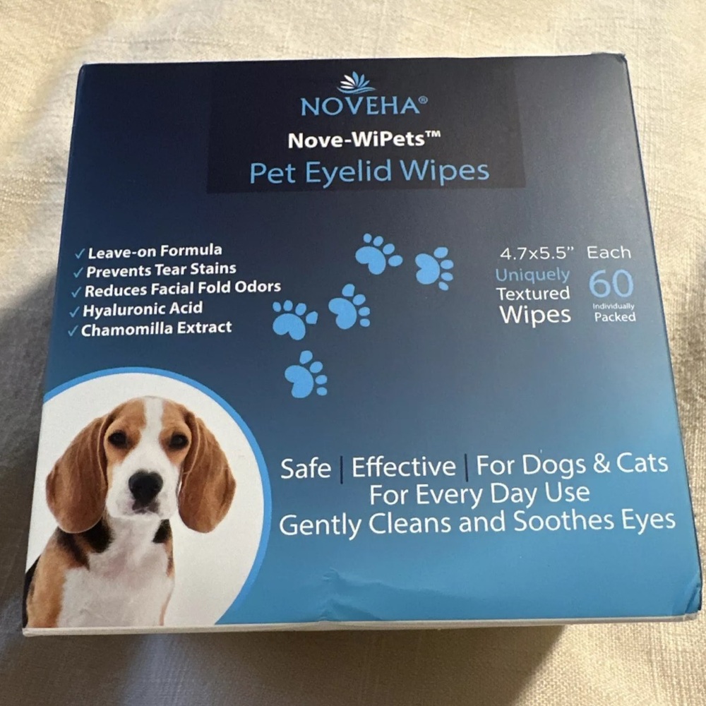 Noveha Dog Pet Eyelid Wipes, 60 Count
